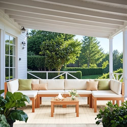 Devoko Outdoor Sectional Couch 7 Pieces Patio Sectional Sofa - Image 4