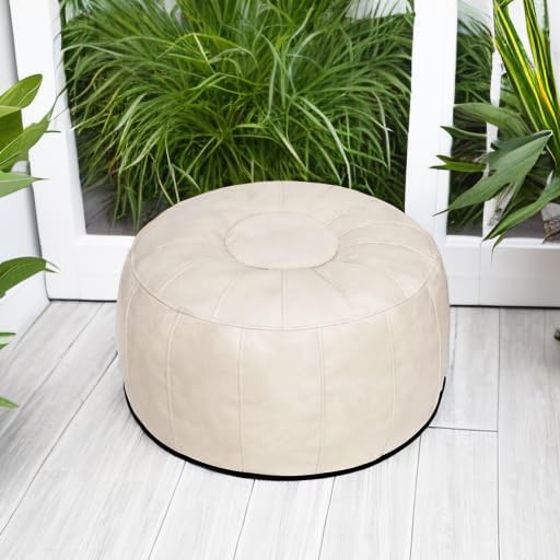 Thgonwid Unstuffed Moroccan Storage Pouf Foot Stool Ottoman Seat Handmade Faux - Image 5