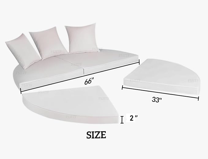 Outdoor Round Daybed Cushion Cover, Replacement Patio 66" Sun Bed 4 in 1 - Image 3