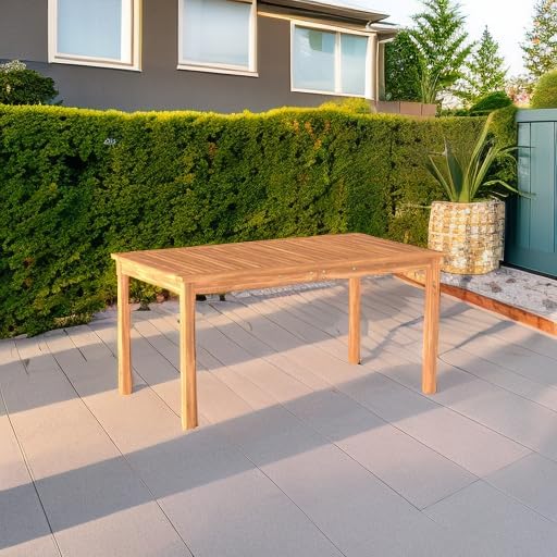 Walker Edison Dominica Contemporary Slatted Outdoor Dining Table, 34 Inch - Image 5