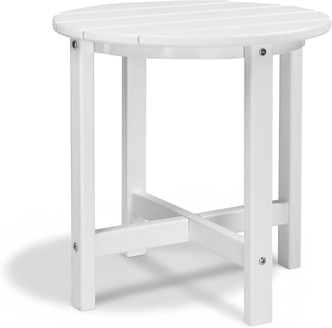 Outvita Adirondack Side Table, 18 Inch Round Outdoor End Table, HDPE Weather by Outvita