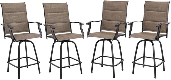 PHI VILLA Outdoor Patio Swivel Bar Stools Set of 4 by PHIVILLAThepioneerofcomfortablehouseholdsupplies