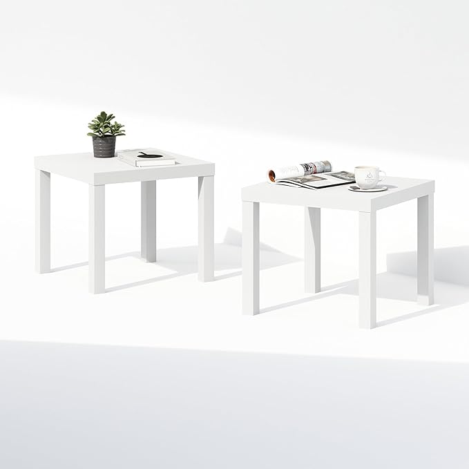 Furinno Classic Coffee Table Set of 2, Square Modern Coffee Table - Image 5
