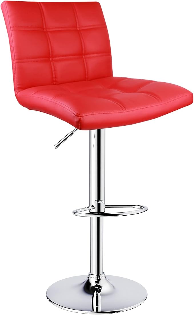 Leopard Adjustable Leather Bar Stools Square Back, Leather Padded - Image 3