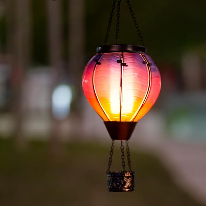 Starsoul Glass Solar Hot Air Balloon Flickering Flame Hanging Garden Light - Image 8