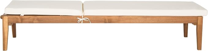 SAFAVIEH Outdoor Collection Montclair Natural Solid Wood/Beige Cushion - Image 6