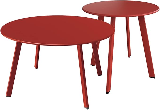 Grand patio Round Steel Patio Coffee Table Weather Resistant Nesting Tables by GrandPatio