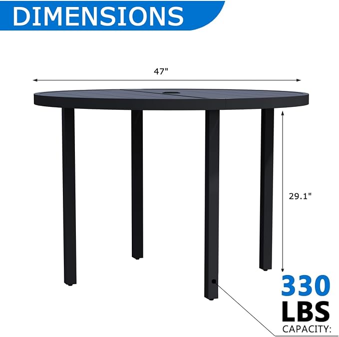 All-Weather 47" Round Outdoor Patio Table - Image 2