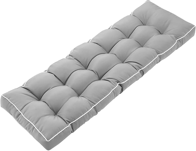 3 Seat 57 Inches Outdoor Porch Swing Cushions, Water-Resistant Tufted Patio by Maphissus