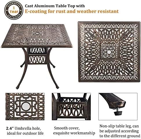 Grepatio 5 Piece Cast Aluminum Patio Dining Set Outdoor Furniture Set 4 - Image 2