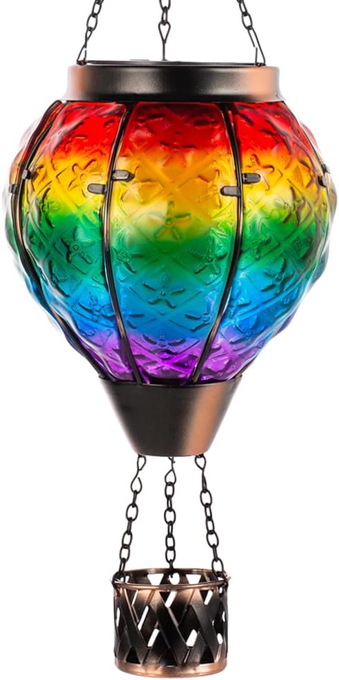 DREAMSOUL Rainbow Hot Air Balloon Solar Lantern, Metal & Glass Solar Lantern by DREAMSOUL