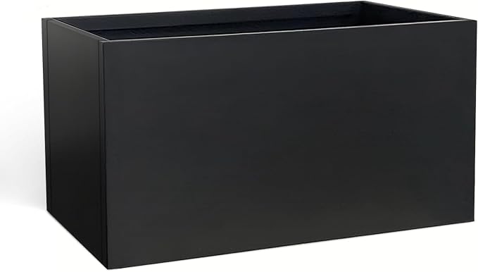 Galvanized Steel Planter Black Metal Outdoor Planter Powder Coated 32" x 12" x by DISCOVERINGBEAUTY