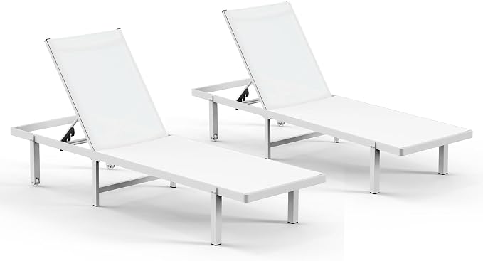 Aluminum Outdoor Lounge Chairs Set of 2, Pool Lounge Chairs - Image 7