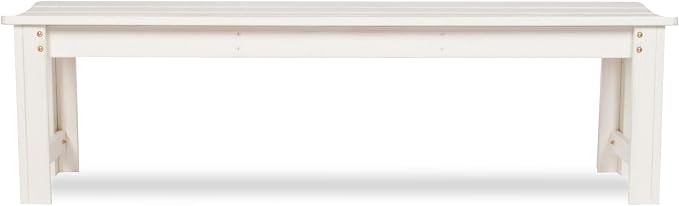 Shine Company Outdoor Wooden Backless Patio Garden Bench, 5 Ft, Eggshell White - Image 3
