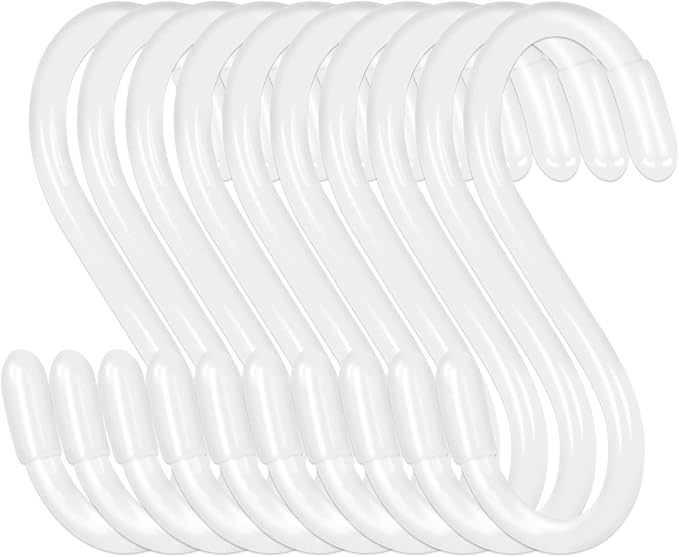 30 Pack 3 Inch White S Hooks, Vinyl Coated Heavy Duty S Hook by DINGEEUtilityHook