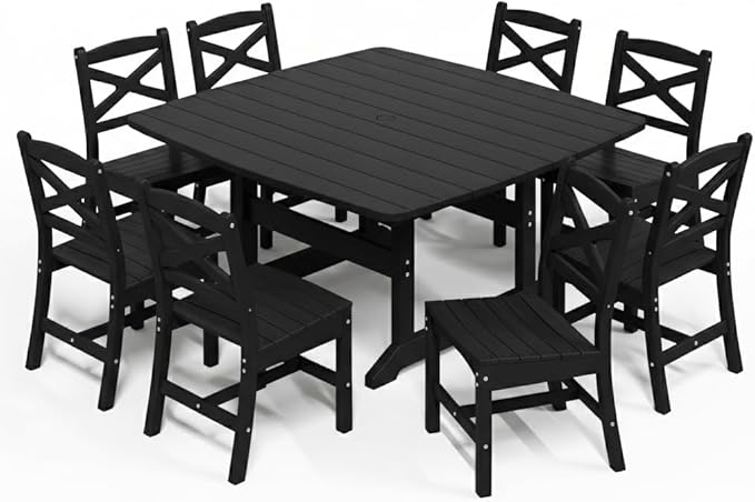 Outdoor Dining Set, HDPE 9-Piece Patio Table and Chairs Set, All-Weather by Unknown