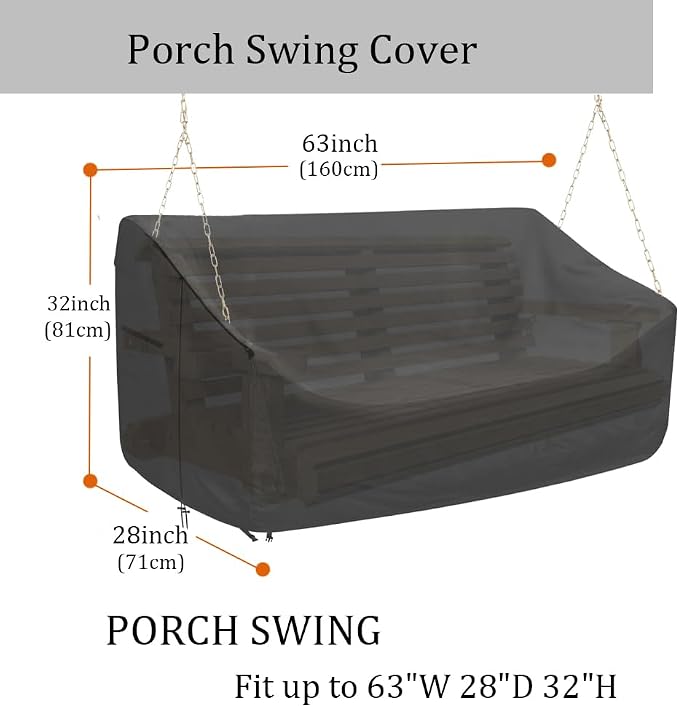 Porch Swing Cover 63 Inch Water-Resistant 600D OXford Hanging Outdoor Swing - Image 2