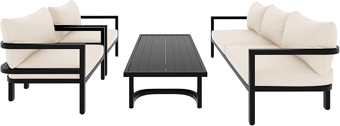 Merax 4 Piece Sectional Furniture Patio Sofa Multi-Person Outdoor Steel Sofa Set - Image 7