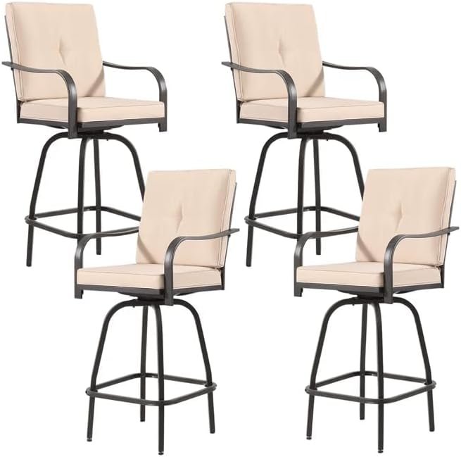 Outdoor Swivel Bar Stools Set of 4, Bar Height Patio Chairs by Godappe