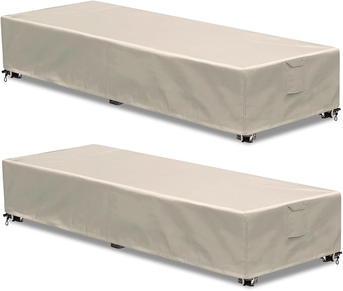 Outdoor Chaise Lounge Cover 2 Pack Patio Lounge Chair Covers Waterproof 600D by GoldenRaindrop