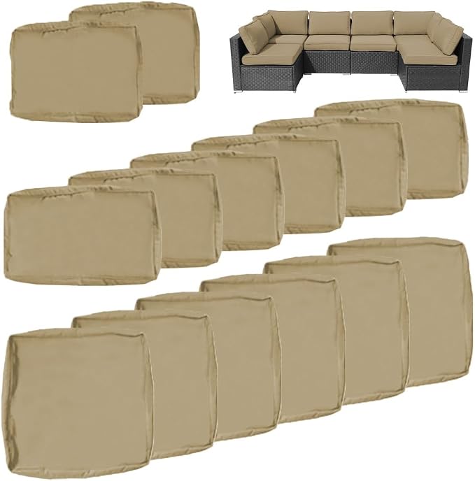 14Pcs Outdoor Cushion Covers Replacement Washable w/Zipper - Image 2