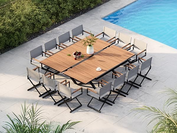Grand patio 16-Piece Outdoor Dining Set, 14 Extra-Wide Folding Chairs & 2 by GrandPatio