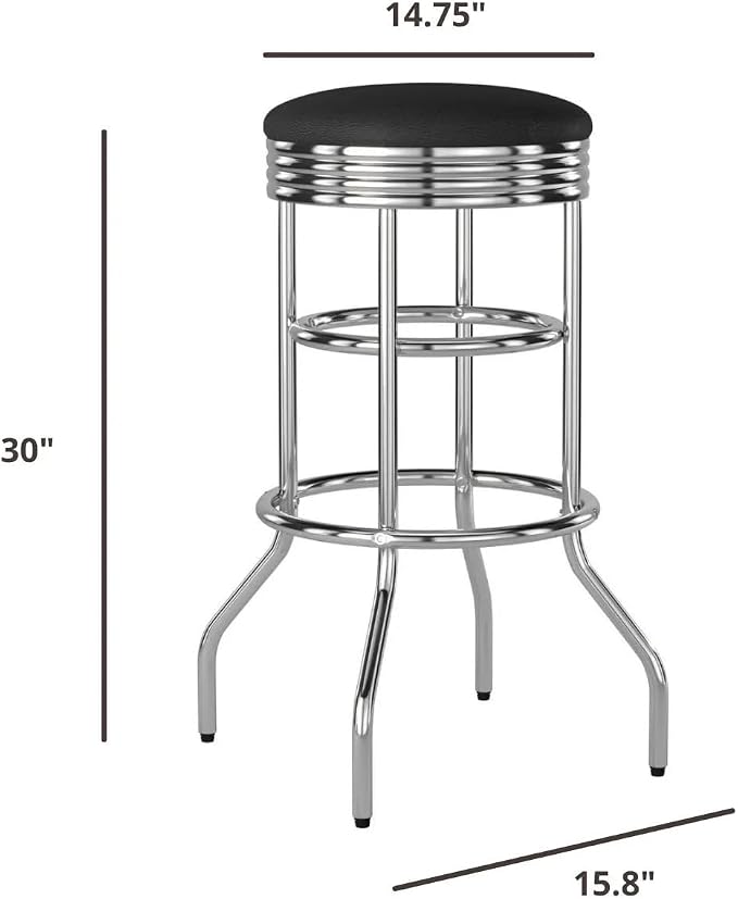 TRINITY Heavy Duty 30-Inch Backless Swivel Bar Stool - Image 3
