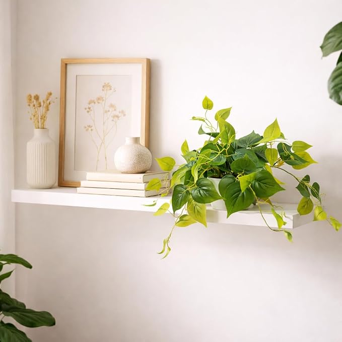 alyptus Fake Pothos Hanging Plants – Set of 2 Faux Ivy Vines Realistic Silk - Image 6
