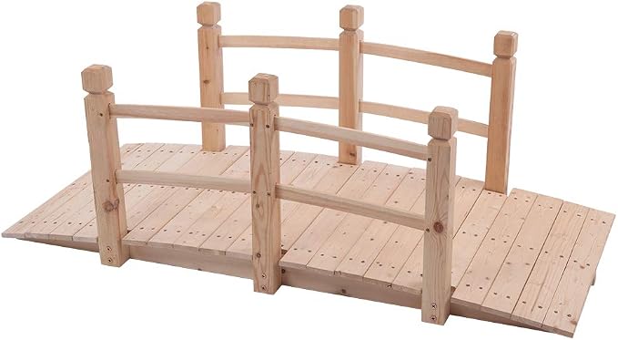 5 ft Garden Bridge for Outdoors, Wooden Bridge Pathway - Image 3