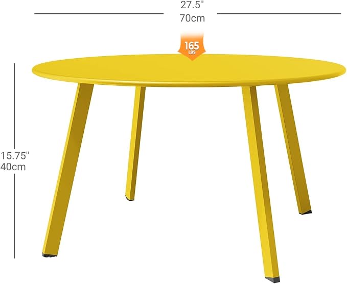 Grand Patio Round Steel Patio Coffee Table, Weather Resistant Outdoor Large - Image 3