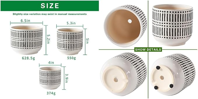 Docrin 3-Pack Ceramic Planters Set - Image 2