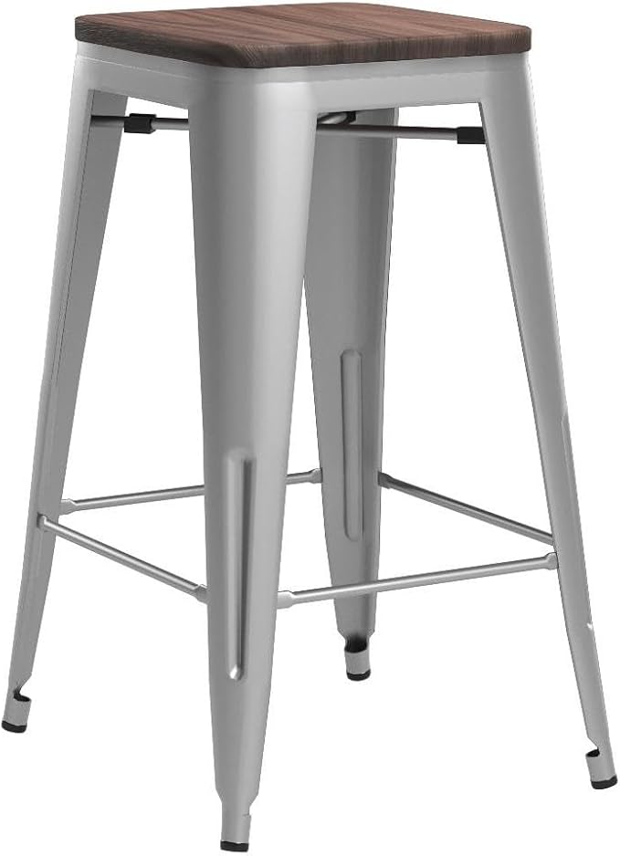 Andeworld Bar Stools Set of 4 Stackable Metal Bar Stools Industrial Counter - Image 5