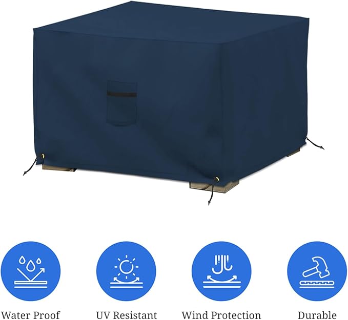 Covers & All Outdoor Ottoman Cover, 12 Oz PVC Polyester, Waterproof Ottoman - Image 3