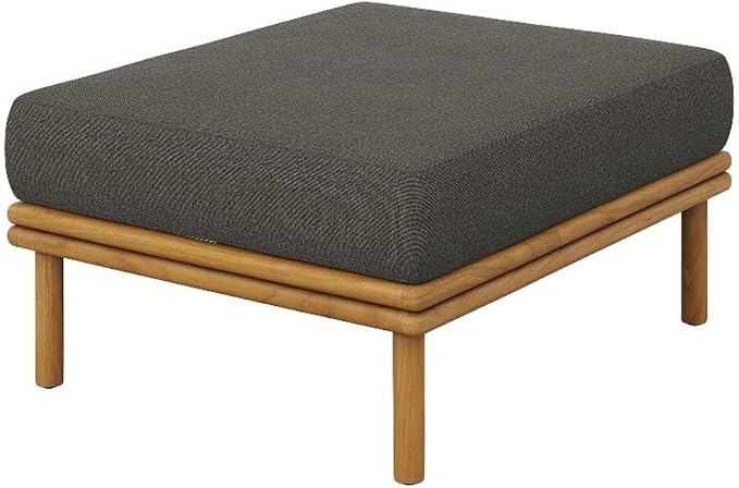 Modway Wren Teak Wood Outdoor Ottoman in Natural Flint Gray by Modway
