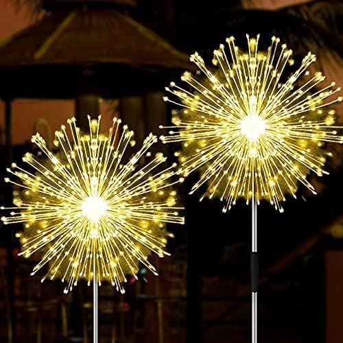 JJGoo Solar Firework Lights, 2 Pack 135 LEDs 2 Lighting Modes Solar Garden - Image 2