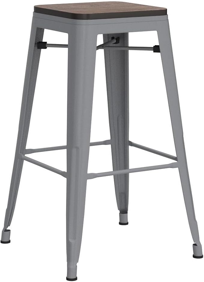 Alunaune 24" Metal Counter Height Bar Stools Set of 4 Industrial Backless - Image 5