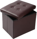ALASDO Brown Leather Storage Ottoman Footrest Stool, Modern Style by ALASDO