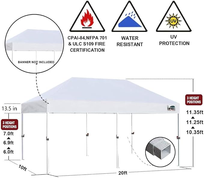 Eurmax USA Standard 10'x20' Patio Pop Up Canopy Tent Commercial Instant Canopies - Image 3