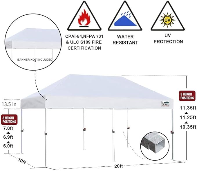 Eurmax USA Standard 10'x20' Patio Pop Up Canopy Tent Commercial Instant Canopies - Image 3