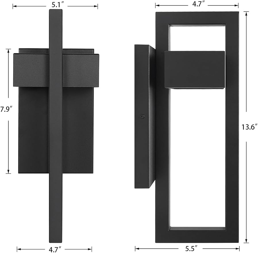 LamQee Outdoor Wall Lights Modern Exterior Lighting Fixtures, 3000K Integrated - Image 5
