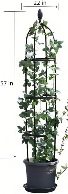 4-Tier Garden Obelisk Trellis for Climbing Plants, 57 Inches Tall Plastic Plant - Image 2