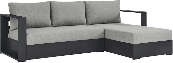Modway Tahoe Modular Aluminum 2-Piece Outdoor Patio Furniture Gray, - Image 3