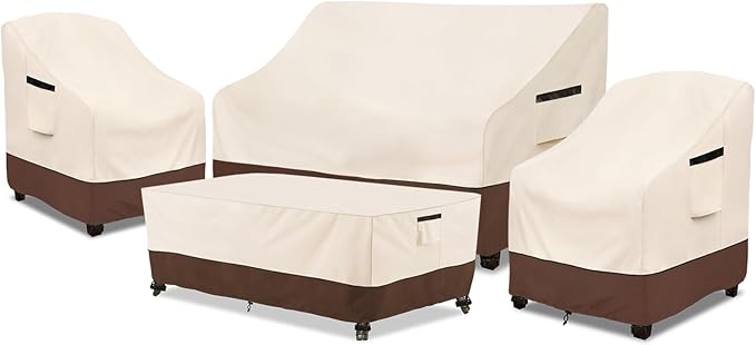 Rileytee Patio Furniture Set Covers, 4 Piece, 600D Heavy Duty Waterproof by Rileytee