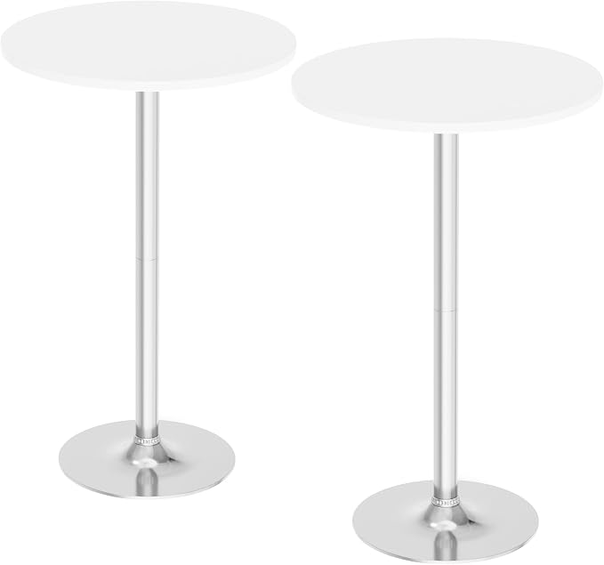 Flamaker Round Bistro Pub Table Modern Style Metal Base MDF Top Cocktail Bar by Flamaker