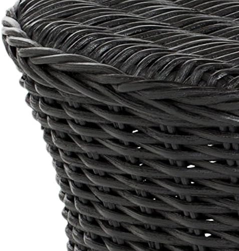 SAFAVIEH Home Collection Ruxton Black Rattan Round Coffee Table Ottoman - Image 6
