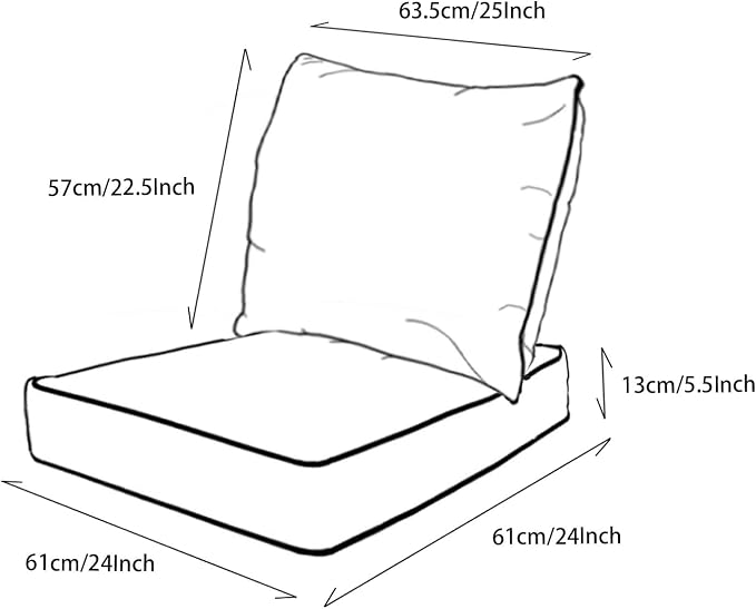 Goodgoods 24 x 24 inch Outdoor Patio Deep Seat Cushions Set of 2, - Image 2