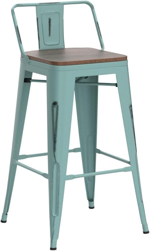 Andeworld Bar Stools Set of 4 Bar Height Stools Industrial Metal Barstools - Image 5