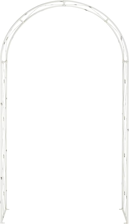 SAFAVIEH Outdoor Collection Atticus Antique White Wrought Iron Lattice Arch by SAFAVIEH