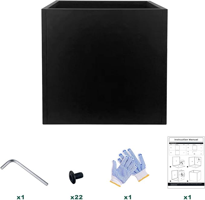 Galvanized Steel Black Planter Box Square 28 in Metal Large Planter Box Outdoor - Image 2
