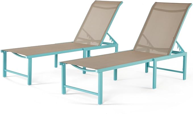 Outdoor Pool Lounge Chairs Set 2 pcs, Aluminum Outdoor Lounge Chair, by RICNOD